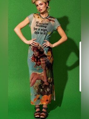 Dressed in LALA Mesh Maxi Dress in Fairy Dust print size L